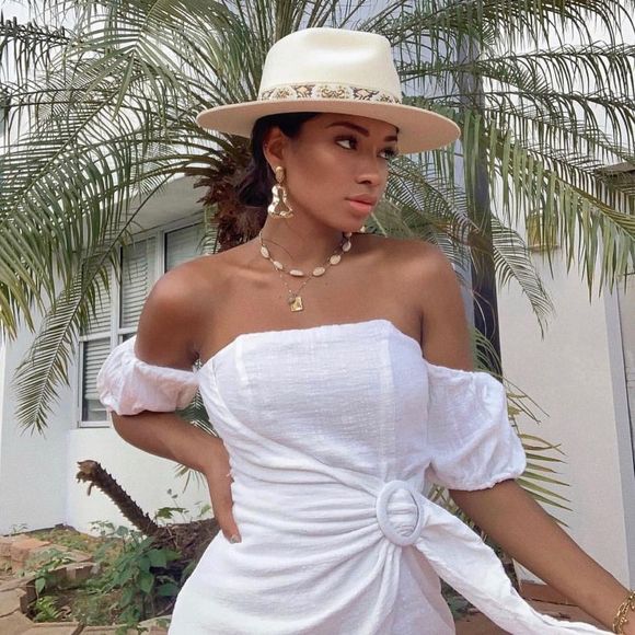 LACK OF COLOR LOC THE BEVERLY FEDORA BONE IVORY BROWN FRENCH VINTAGE RIBBON NWT - Picture 4 of 15